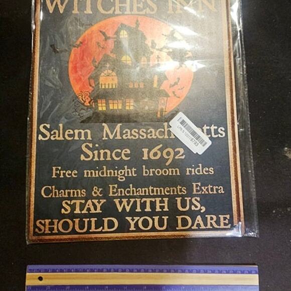 Retro Sign Witch Olde Salem Witches inn Cute Metal Sign Halloween Ghost 8X12inch - Picture 4 of 6